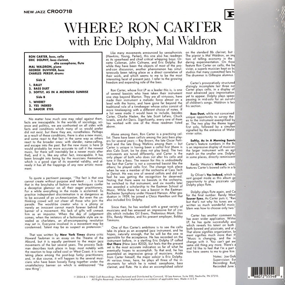 Carte / Dolphy / Waldron - Where? Original Jazz Classic Series Limited Edition