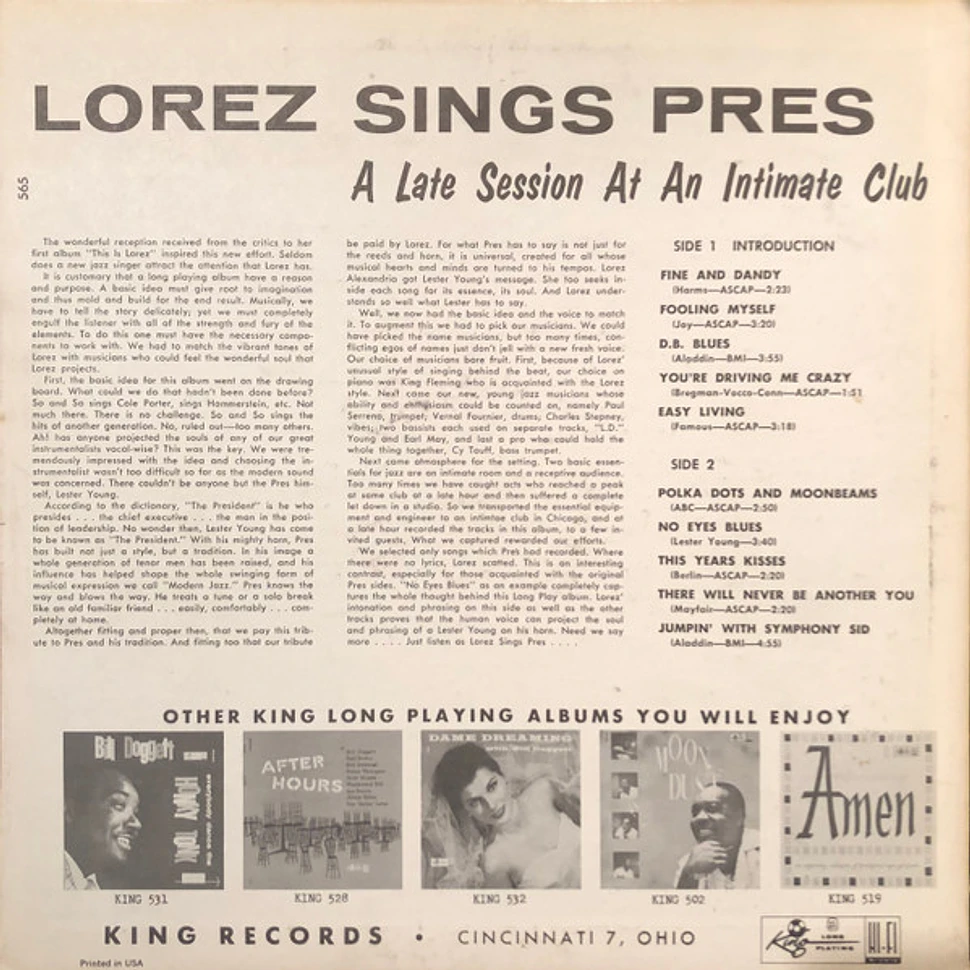 Lorez Alexandria - Lorez Sings Pres