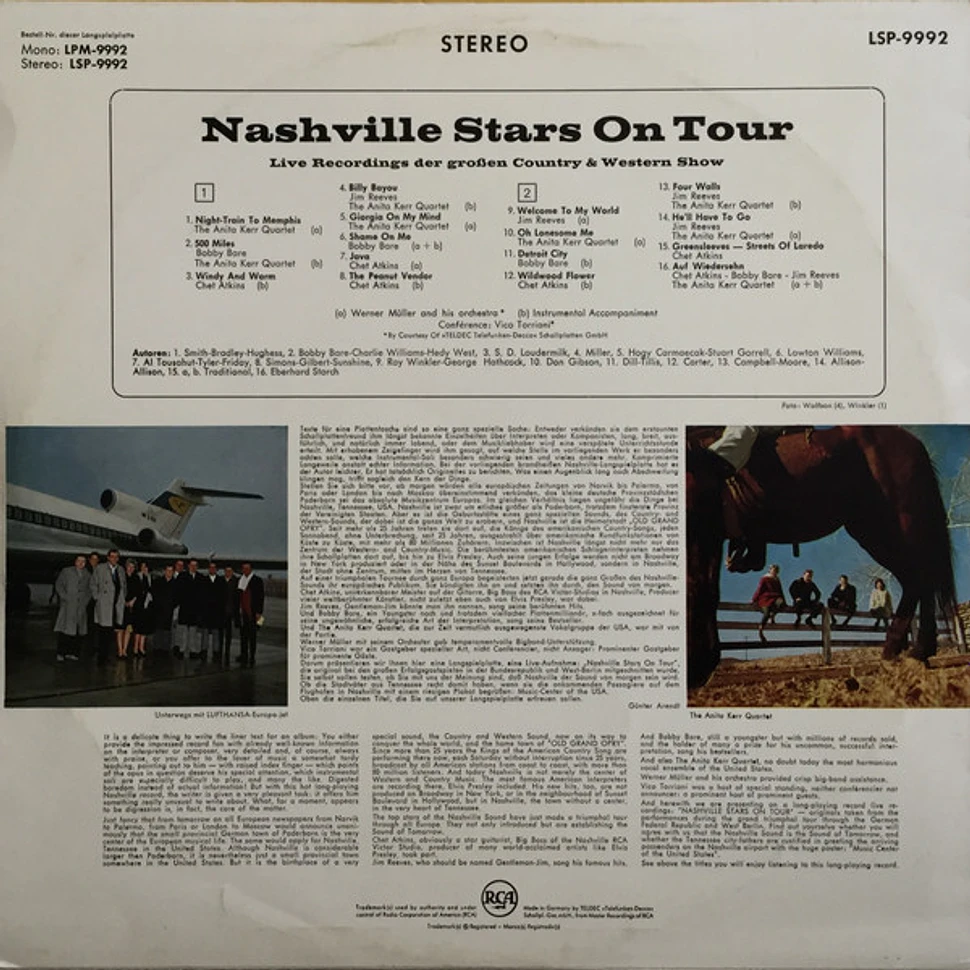 Chet Atkins, Bobby Bare, Jim Reeves, The Anita Kerr Singers - Nashville Stars On Tour - Live Recordings Der Grossen Country & Western Show