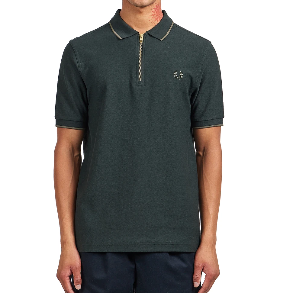 Fred Perry - Crepe Pique Zip Neck Polo Shrt