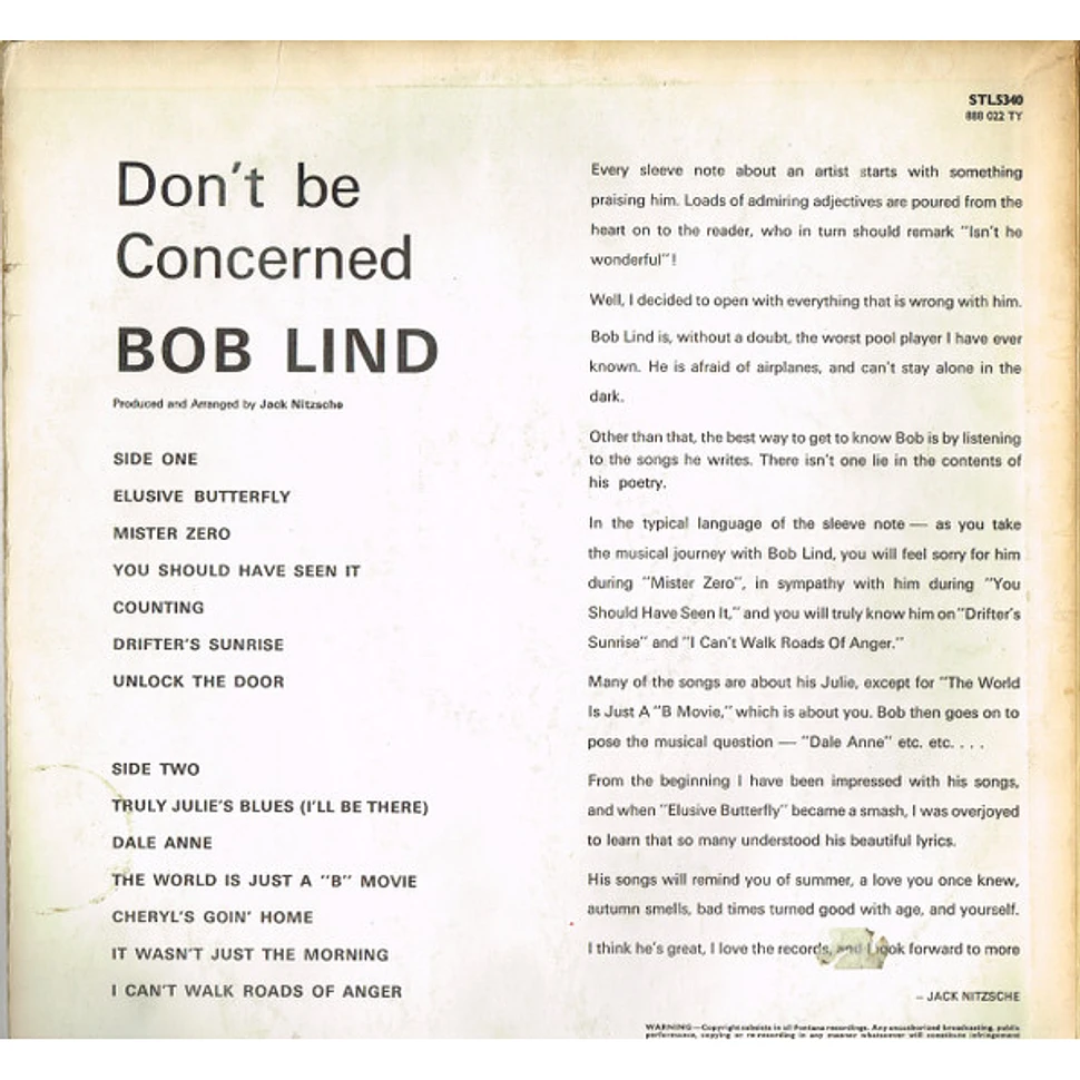 Bob Lind - Don't Be Concerned