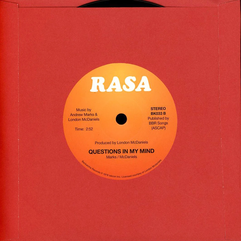 Rasa - When Will The Day Come / Questions In My Mind Black Vinyl Edition