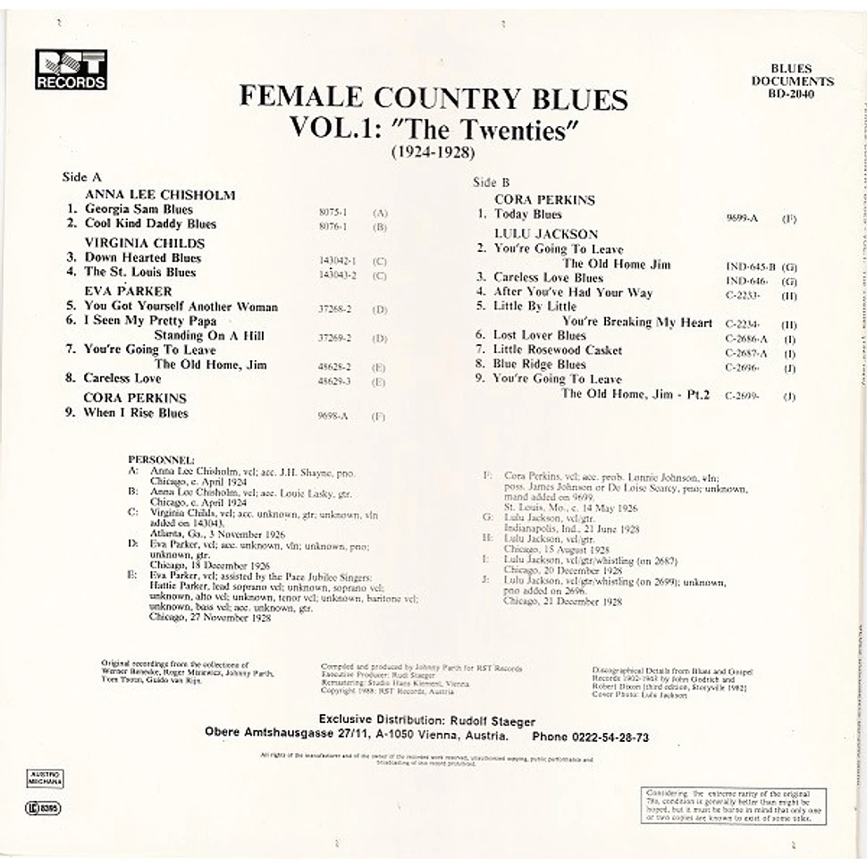 V.A. - Female Country Blues Vol. 1: The Twenties (1924-1928)