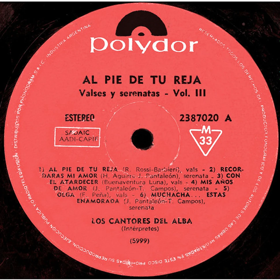 Los Cantores Del Alba - Al Pie De Tu Reja - Valses Y Serenatas Vol. 3