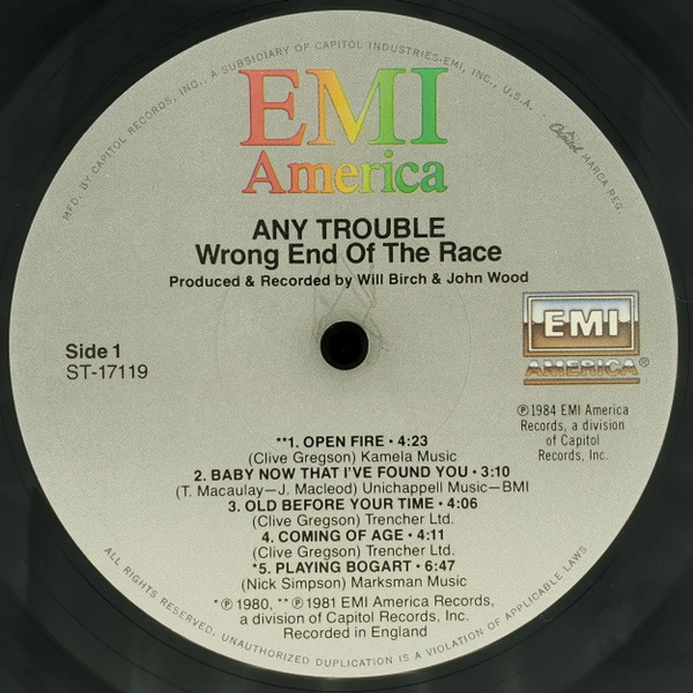 Any Trouble - Wrong End Of The Race