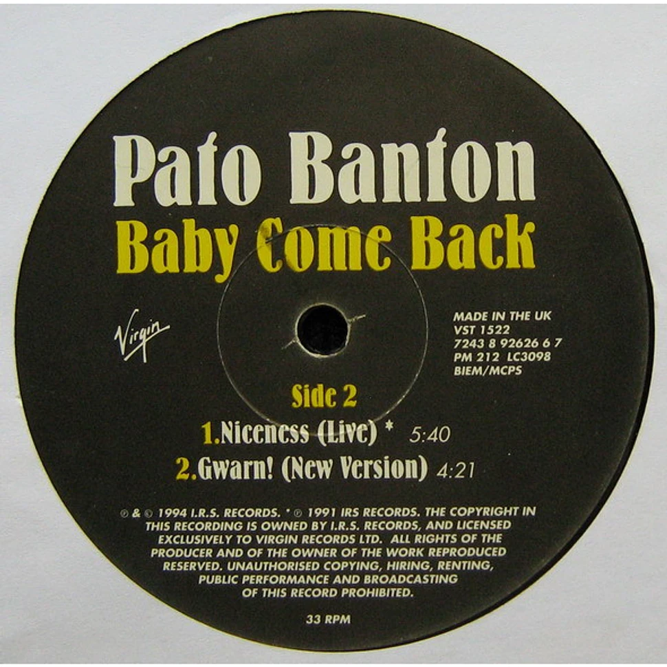 Pato Banton Featuring Ali Campbell And Robin Campbell - Baby Come Back