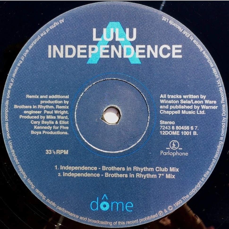 Lulu - Independence (Brothers In Rhythm and CJ Mackintosh Mixes)