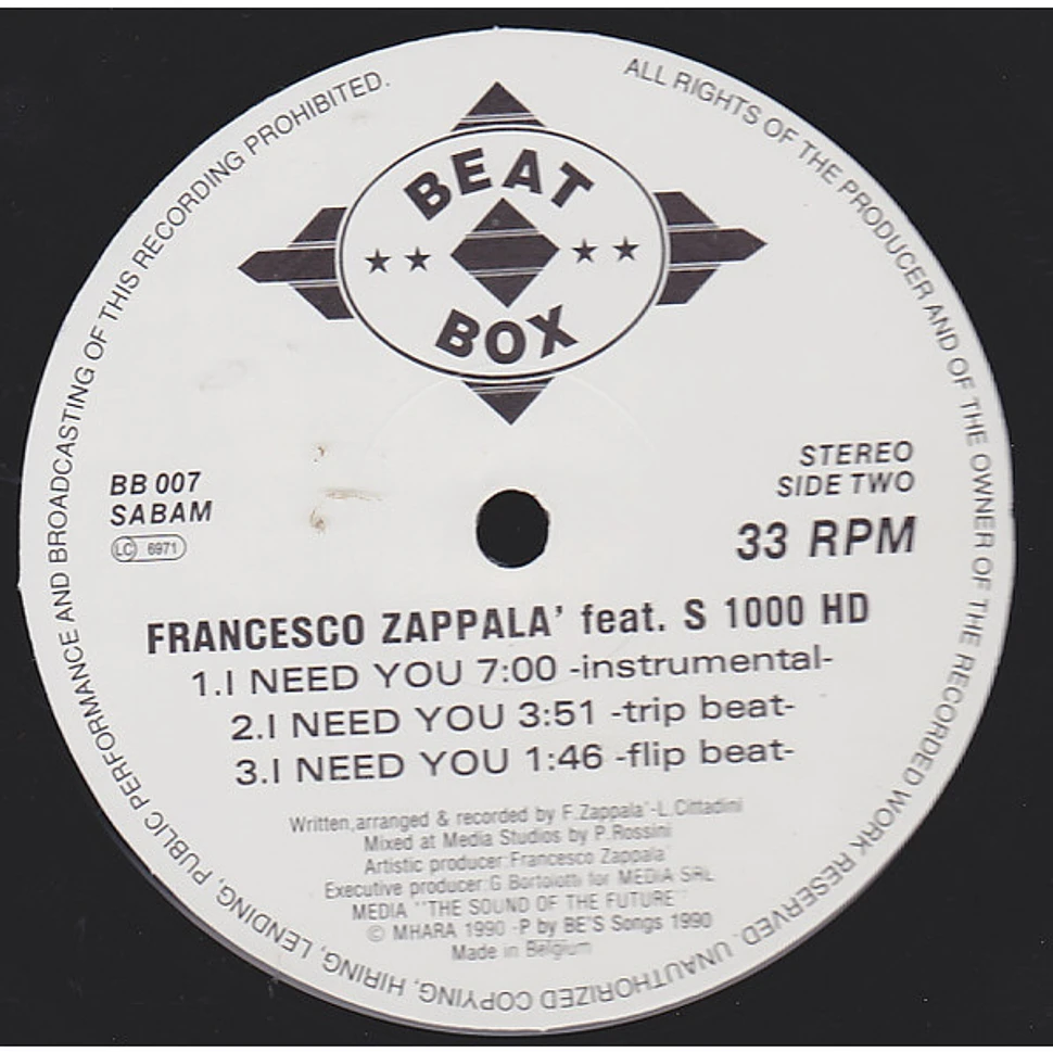 Francesco Zappalà Featuring S. 1000 HD - I Need You