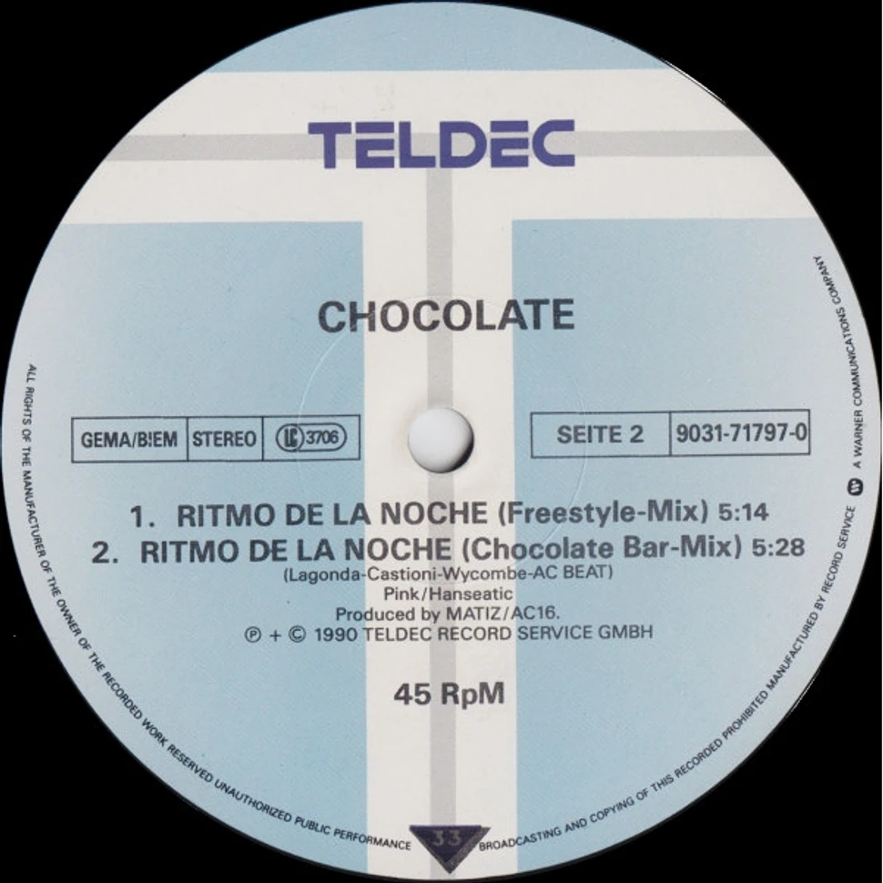 Chocolate - Ritmo De La Noche (Remixes)