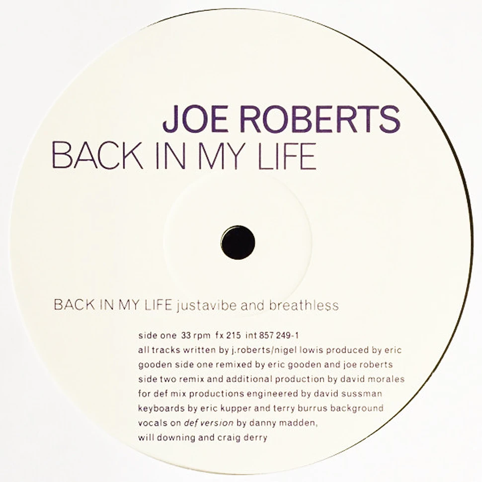 Joe Roberts - Back In My Life (The Justavibe And Breathless Mix)