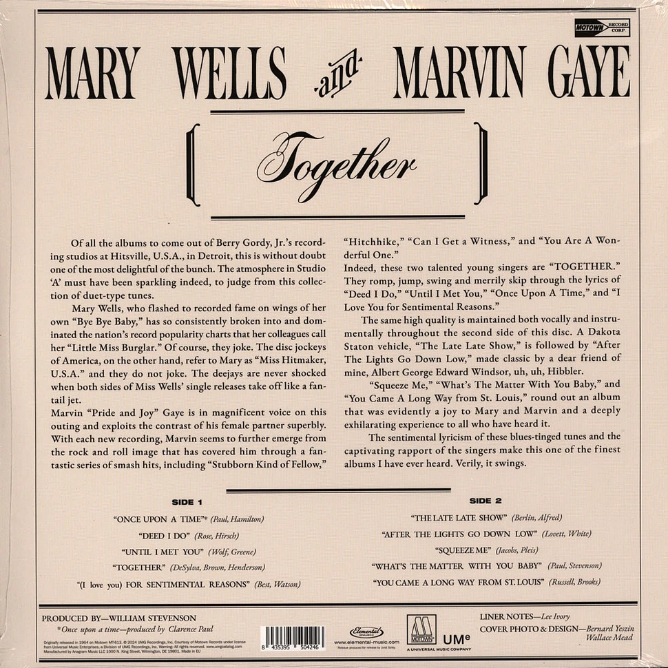 Marvin Gaye & Mary Wells - Together Original Master Mono