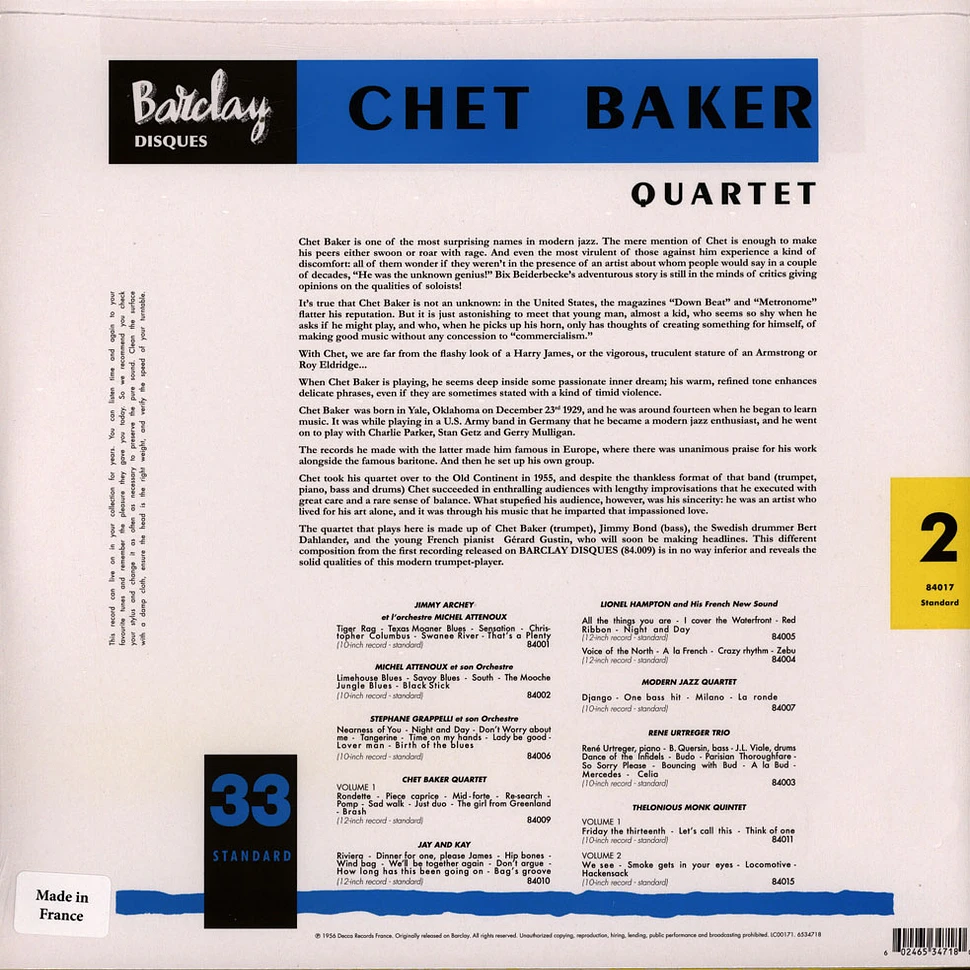 Chet Baker - Chet Baker Quartet Chet Baker In Paris Vol.2