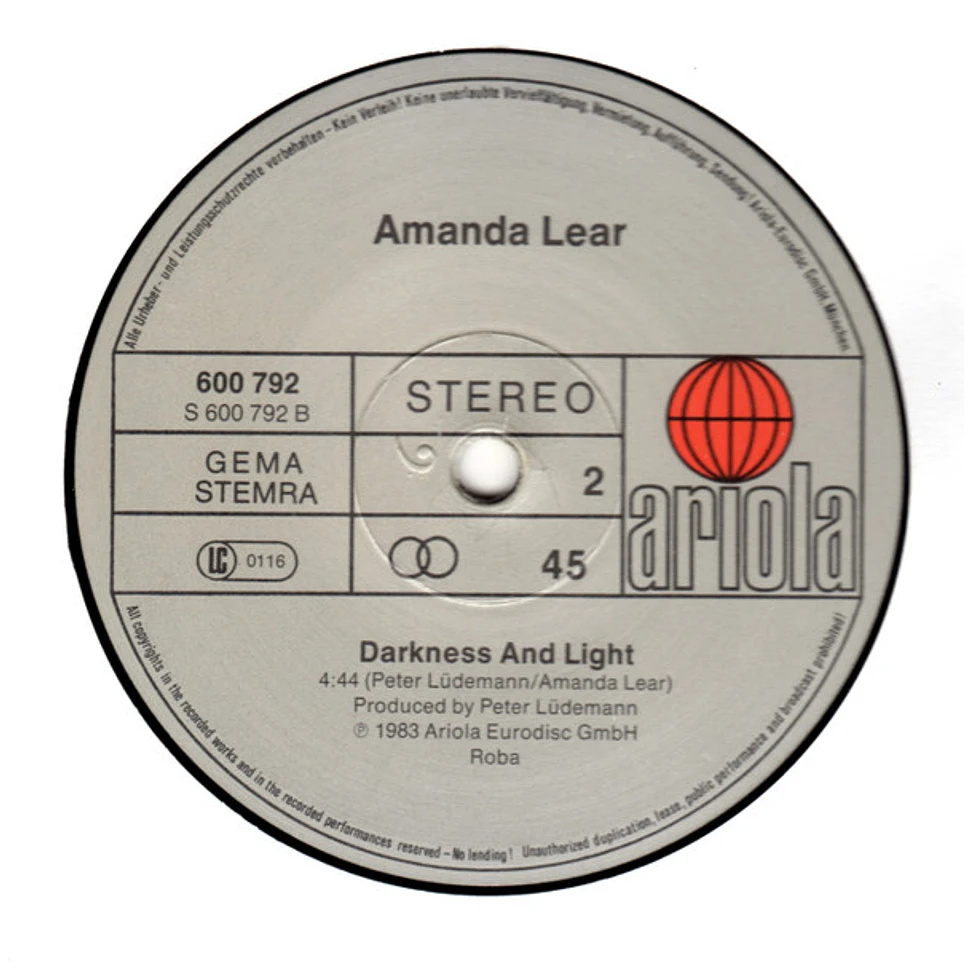 Amanda Lear - Love Your Body / Darkness And Light