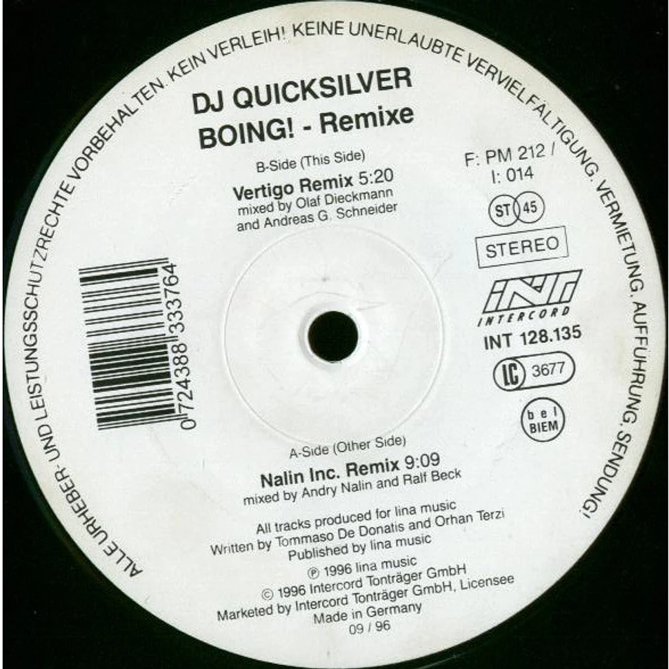 DJ Quicksilver - Boing! - Remixe