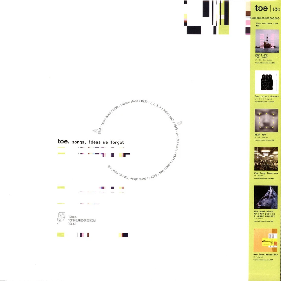 Toe - Songs Ideas We Forgot "Eraser Smudge" Vinyl Edition