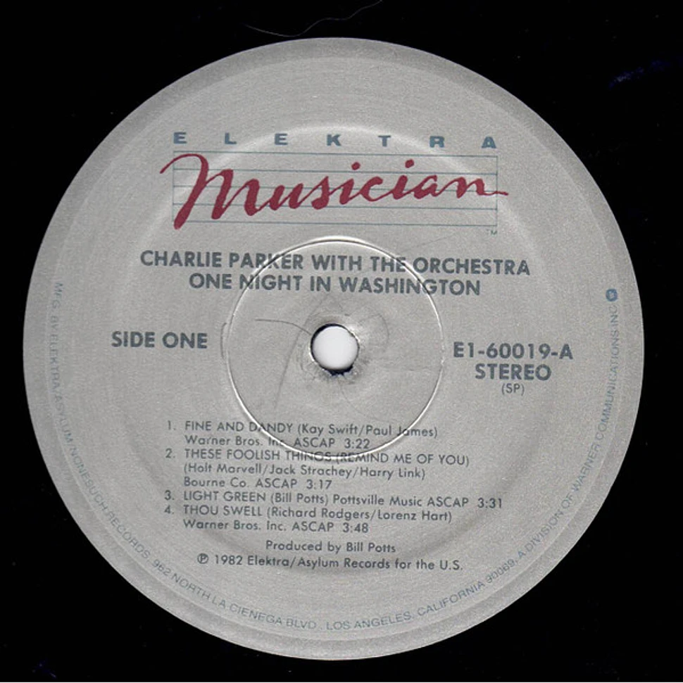 Charlie Parker With The Orchestra - One Night In Washington