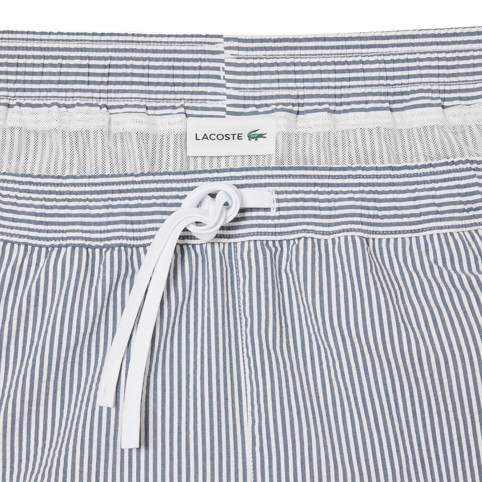 Lacoste - Striped Seersucker Swim Trunks