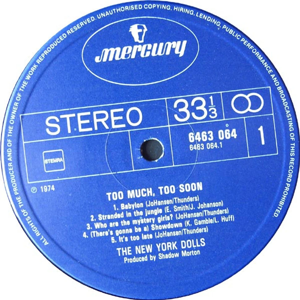 New York Dolls - Too Much Too Soon