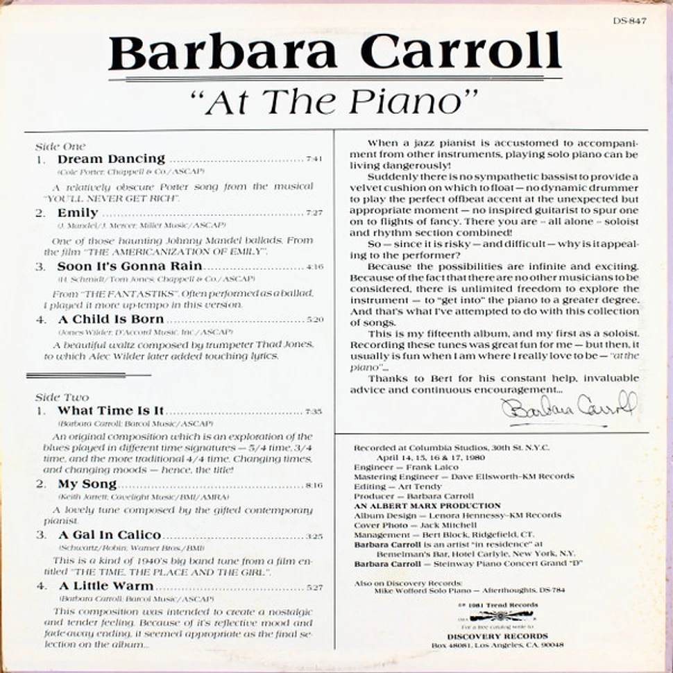 Barbara Carroll - At The Piano