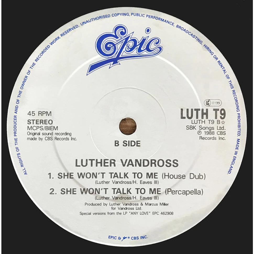 Luther Vandross - She Won't Talk To Me