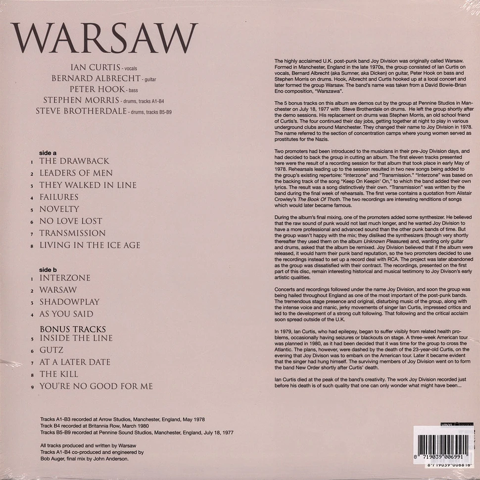 Warsaw - Warsaw Colored Vinyl Edition