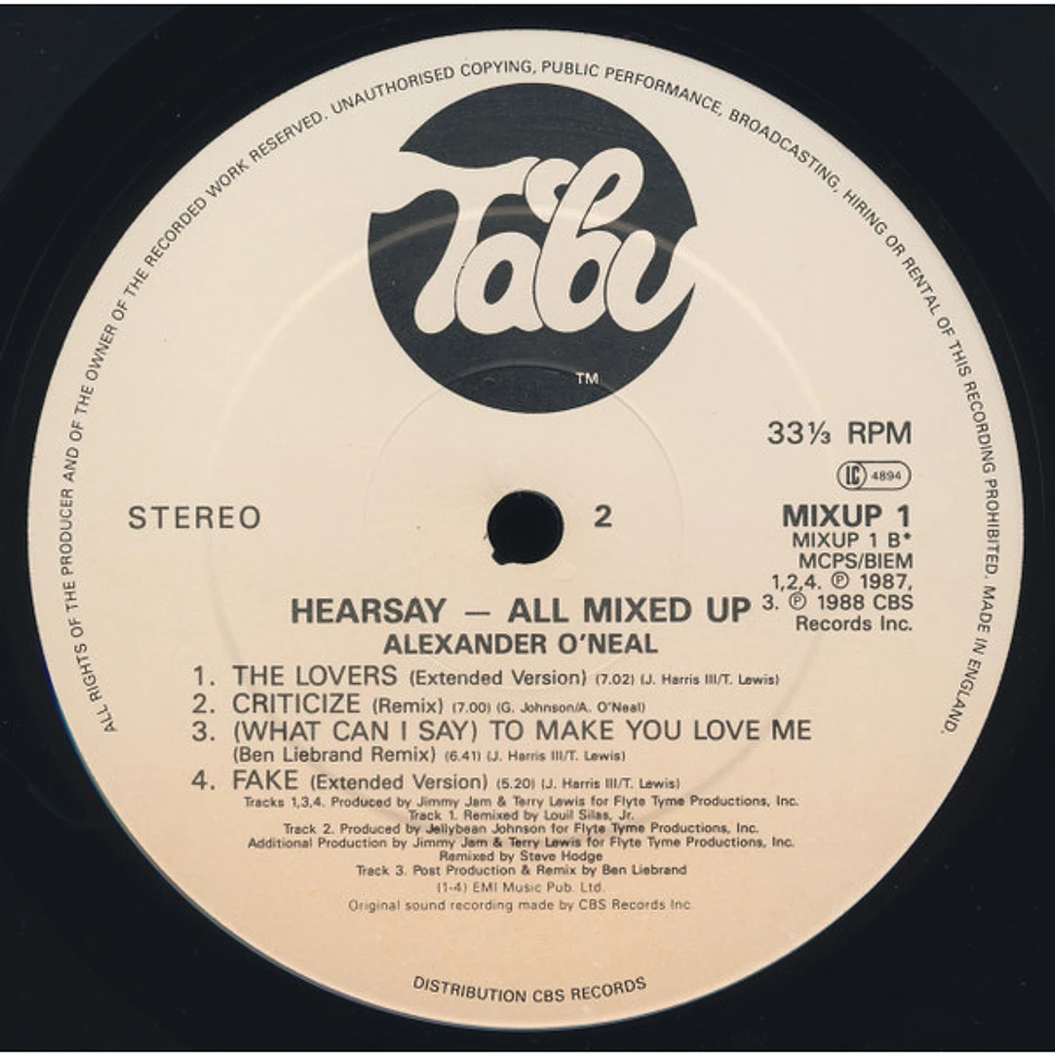 Alexander O'Neal - Hearsay - All Mixed Up