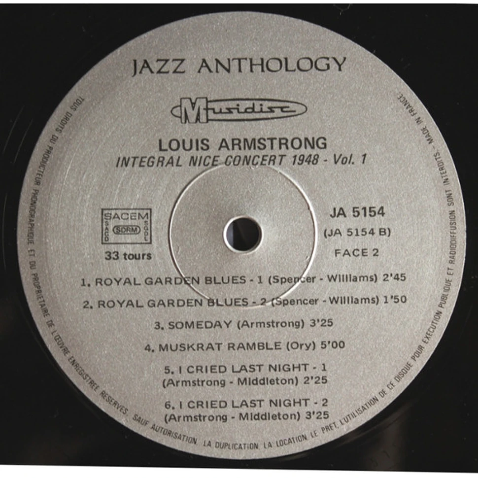 Louis Armstrong - Integral Nice Concert • 1948 Vol.1