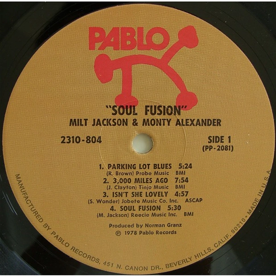 Milt Jackson And The Monty Alexander Trio - Soul Fusion