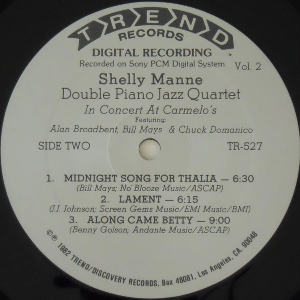 Shelly Manne - Double Piano Jazz Quartet In Concert At Carmelo's (Vol.2)