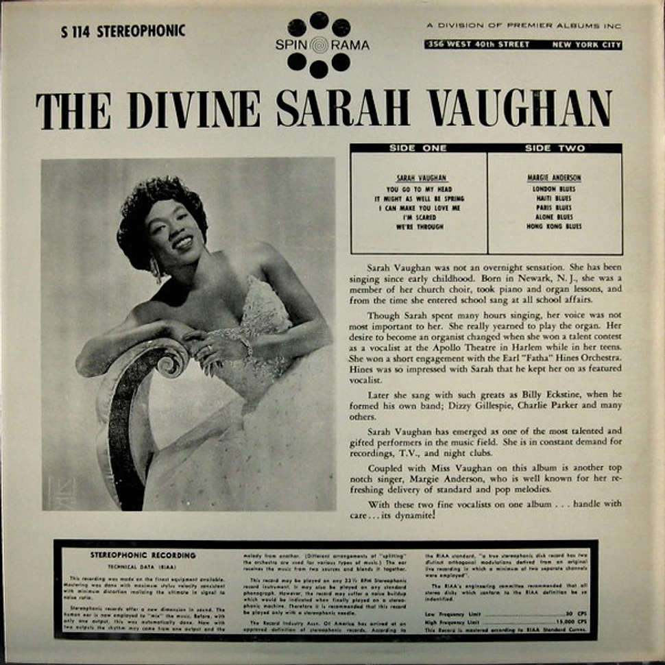 Sarah Vaughan With Margie Anderson - The Divine Sarah Vaughan Sings