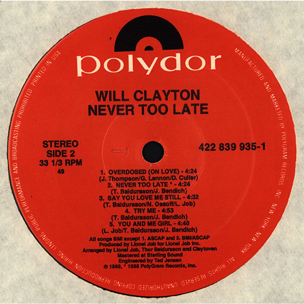 Willie Clayton - Never Too Late