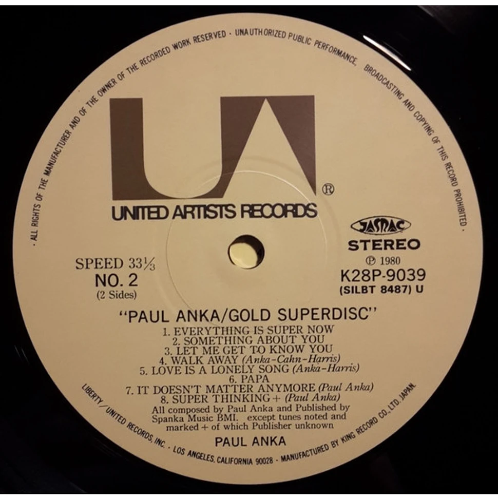 Paul Anka - Paul Anka/Gold Superdisc