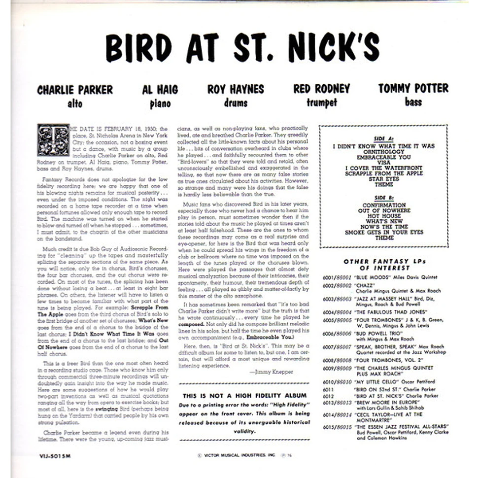 Charlie Parker - Bird At St. Nick's