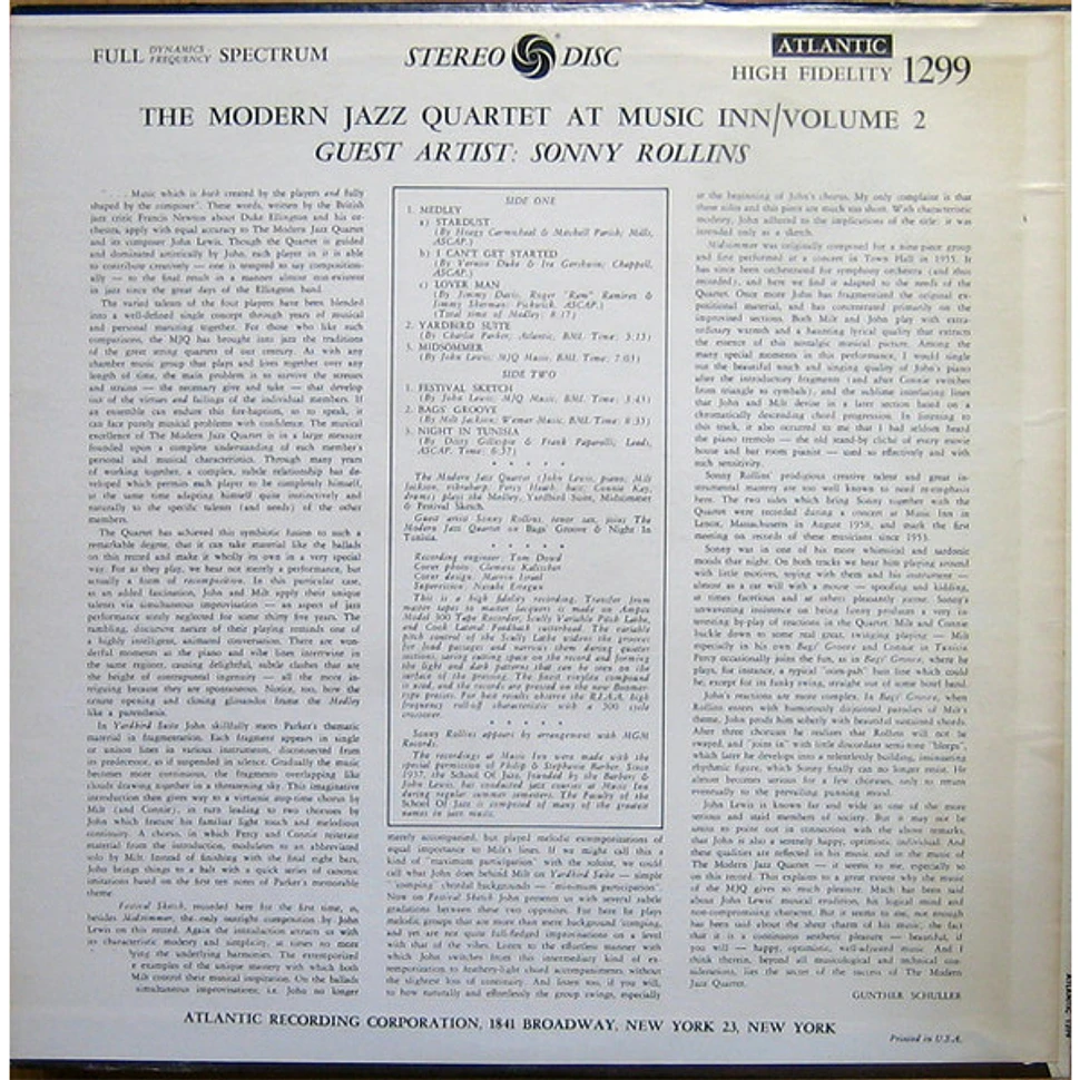 The Modern Jazz Quartet Guest Artist: Sonny Rollins - The Modern Jazz Quartet At Music Inn — Volume 2