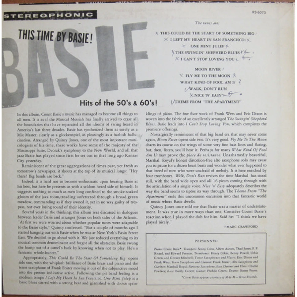 Count Basie - This Time By Basie - Hits Of The 50's & 60's!