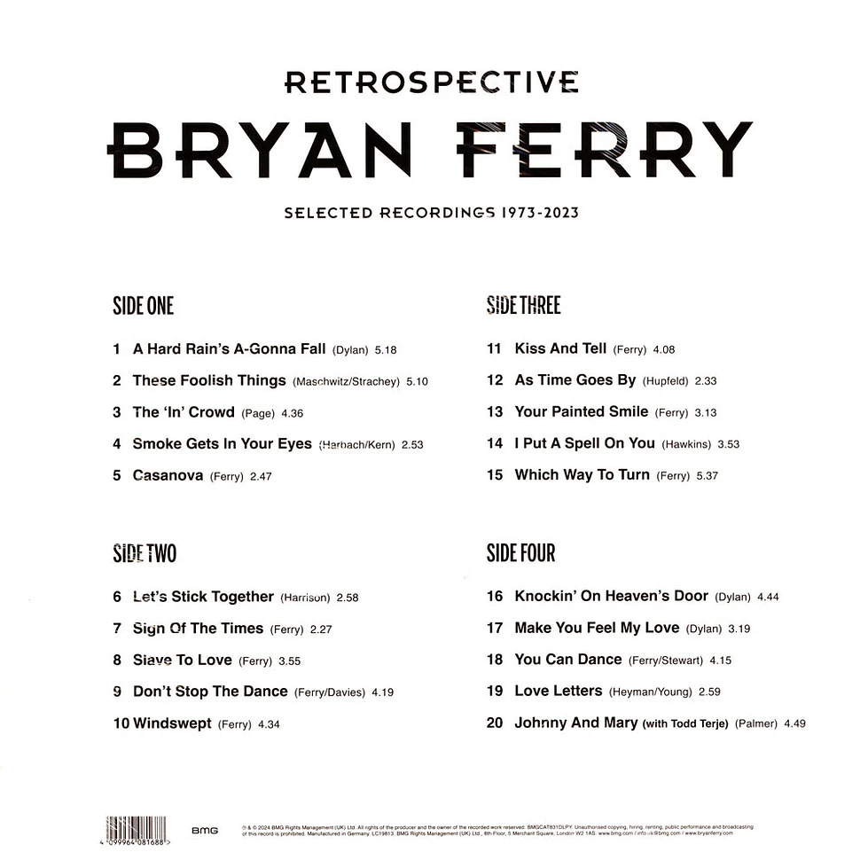 Bryan Ferry - Retrospective: Selected Recordings 1973-2023 Clear Vinyl Edition