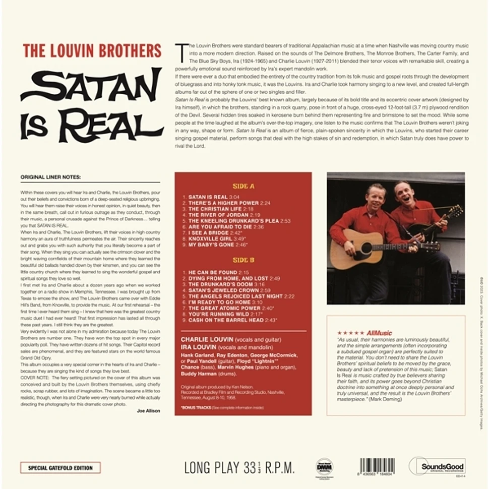 The Louvin Brothers - Satan Is Real Limited Vinyl Edition