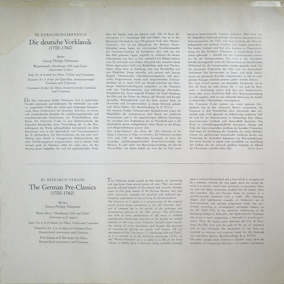 Georg Philipp Telemann - Schola Cantorum Basiliensis, August Wenzinger, Nürnberger Kammermusikkreis - Wassermusik, Suite Nr. 6, Konzert Nr. 3, Triosonate