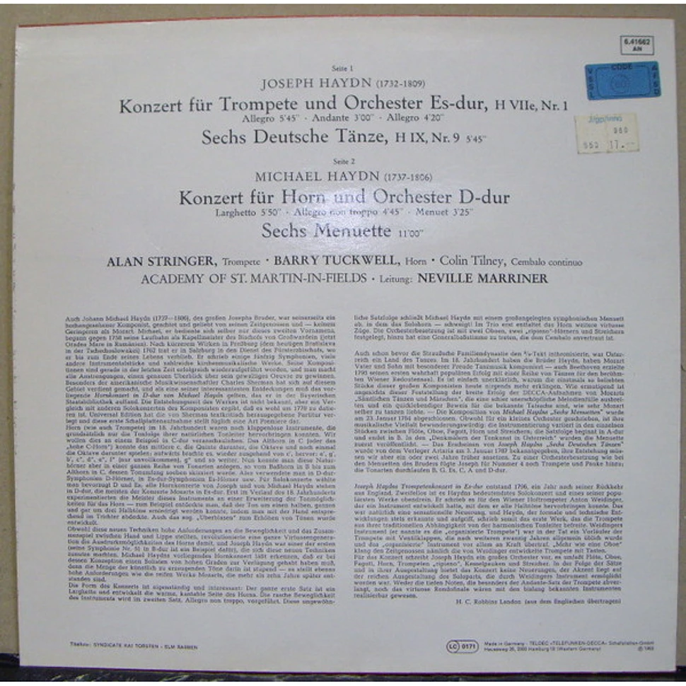 Joseph Haydn, Michael Haydn, Alan Stringer, Barry Tuckwell, The Academy Of St. Martin-in-the-Fields, Sir Neville Marriner - Trompeten-Konzert / Horn-Konzert