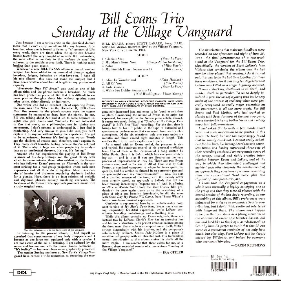 The Bill Evans Trio - Sunday At The Village Vanguard