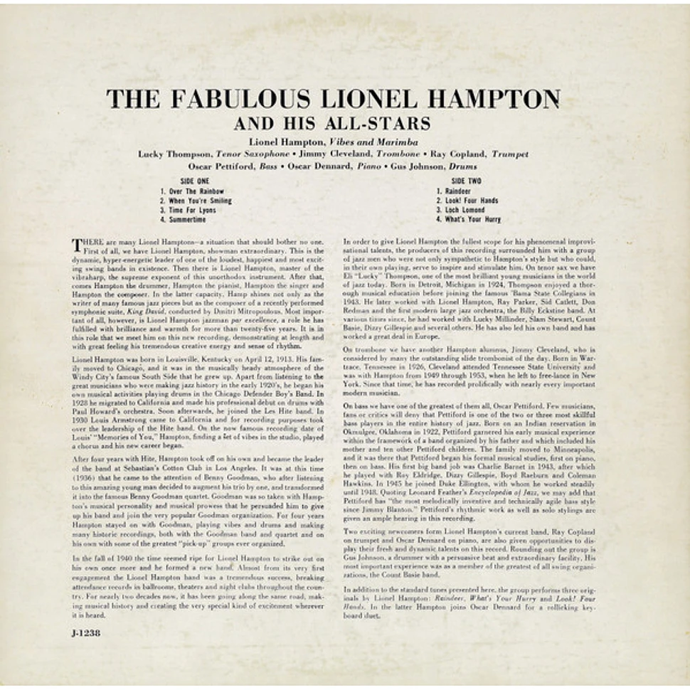 Lionel Hampton All Stars - The Fabulous Lionel Hampton And His All-Stars