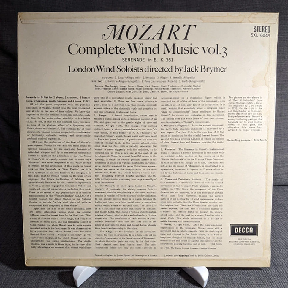 Wolfgang Amadeus Mozart, London Wind Soloists Directed By Jack Brymer - Complete Wind Music Vol.3