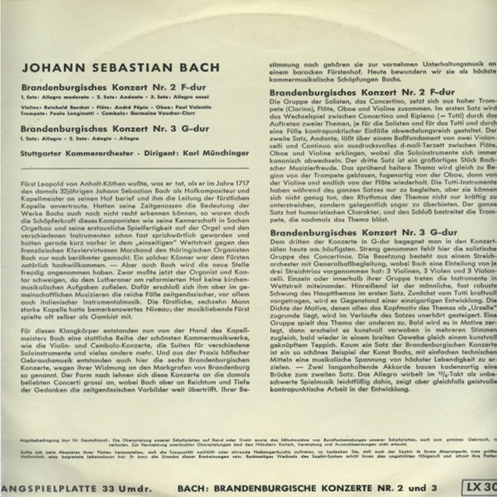 Johann Sebastian Bach - Brandenburgische Konzerte Nr. 2 F-Dur Nr. 3 G-Dur