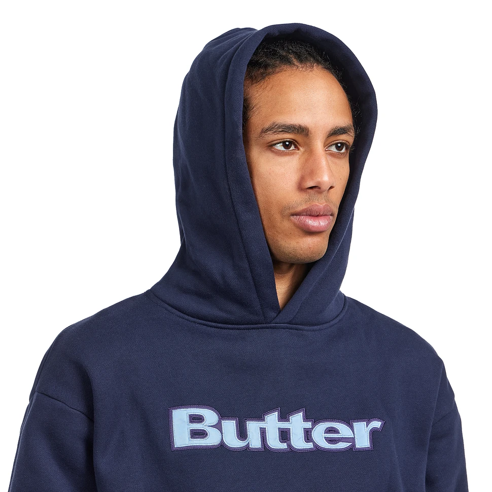 Butter Goods - Satin Logo Applique Pullover Hood (Navy) | HHV