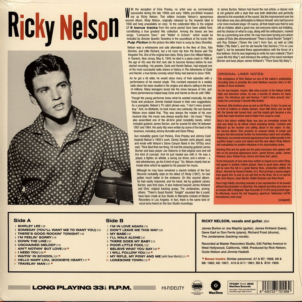 Ricky Nelson - Ricky Nelsons Complete Second Album