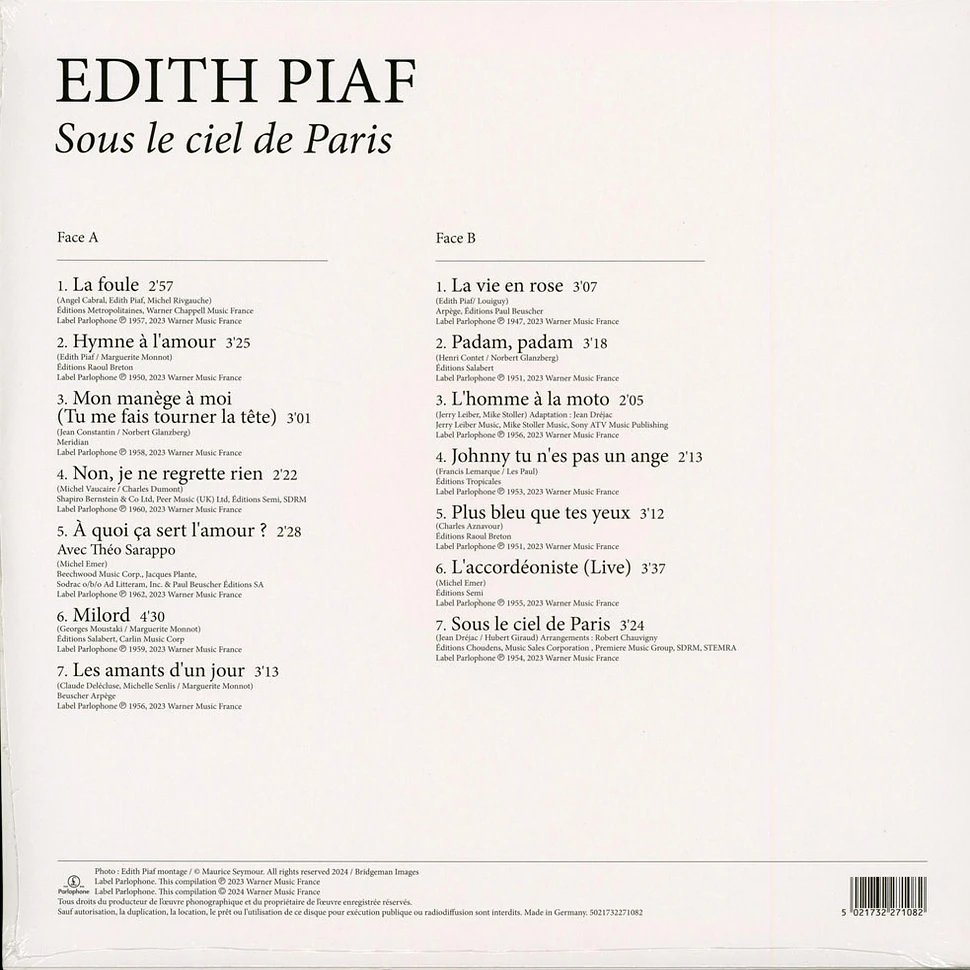 Edith Piaf - Sous Le Ciel De Paris Limited White Vinyl Edition