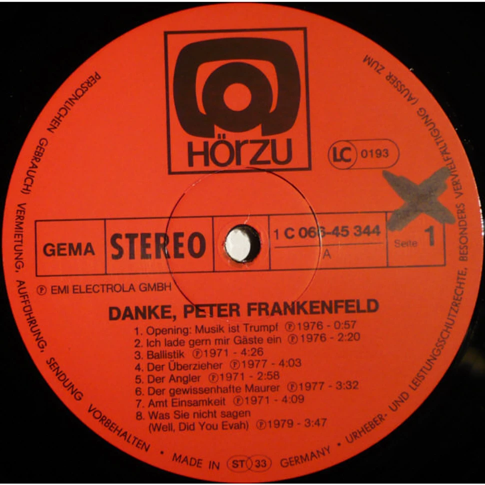 Peter Frankenfeld - Danke, Peter Frankenfeld (Seine Berühmtesten Lieder Und Szenen)