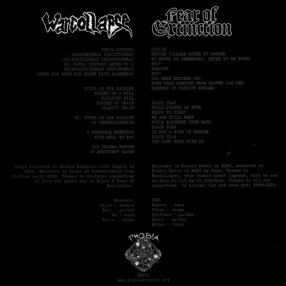 Warcollapse / Fear Of Extinction - Warcollapse / Fear Of Extinction Split 7 Inch EP