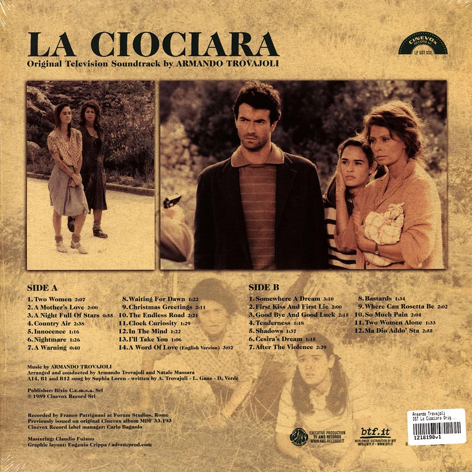 Armando Trovajoli - OST La Ciociara Original Tv Soundtrack Yellow / Gold Vinyl Edition