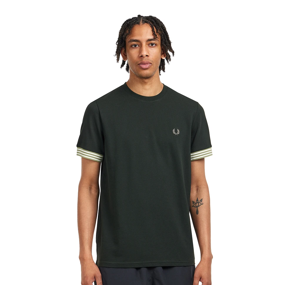 【FRED PERRY】 ★ Stripe Cuff T-Shirt ★ Night Green Fred Perry Striped Cuff T-Shirt Night Green – Bronx Clothing